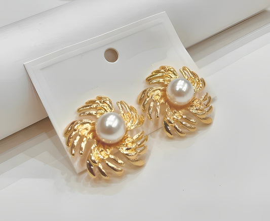 Golden Bloom Pearl Studs