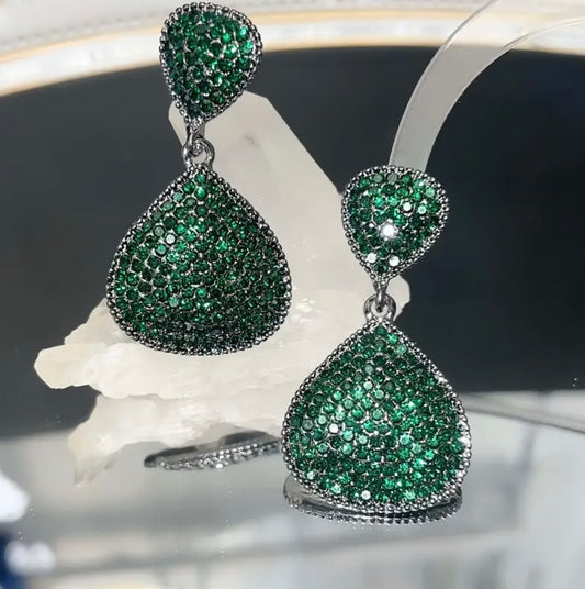 Green Rhinestone Fancy Earings