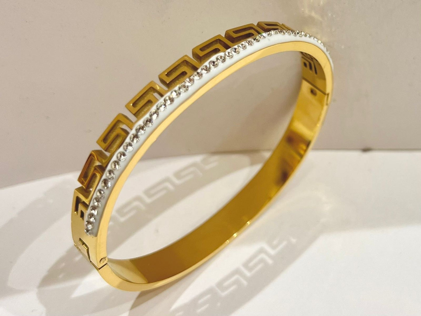 Gold Bangle with Rhinestones