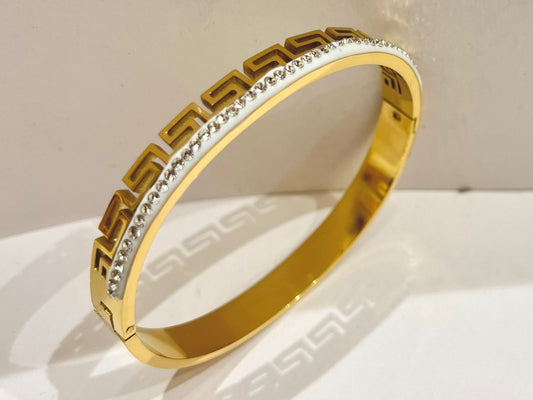 Gold Bangle with Rhinestones